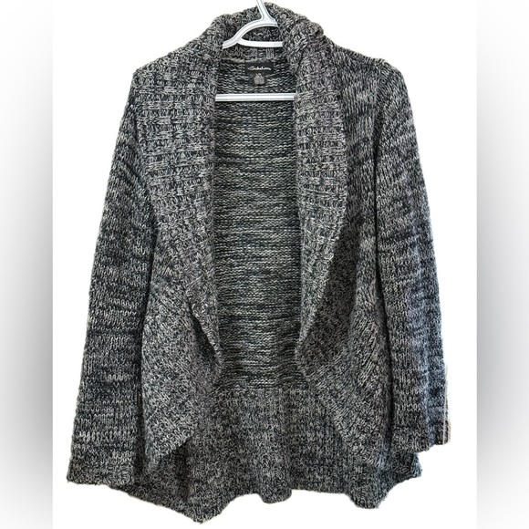 Gray Cardigan Sweater with Shawl Collar - Picture 1 of 3